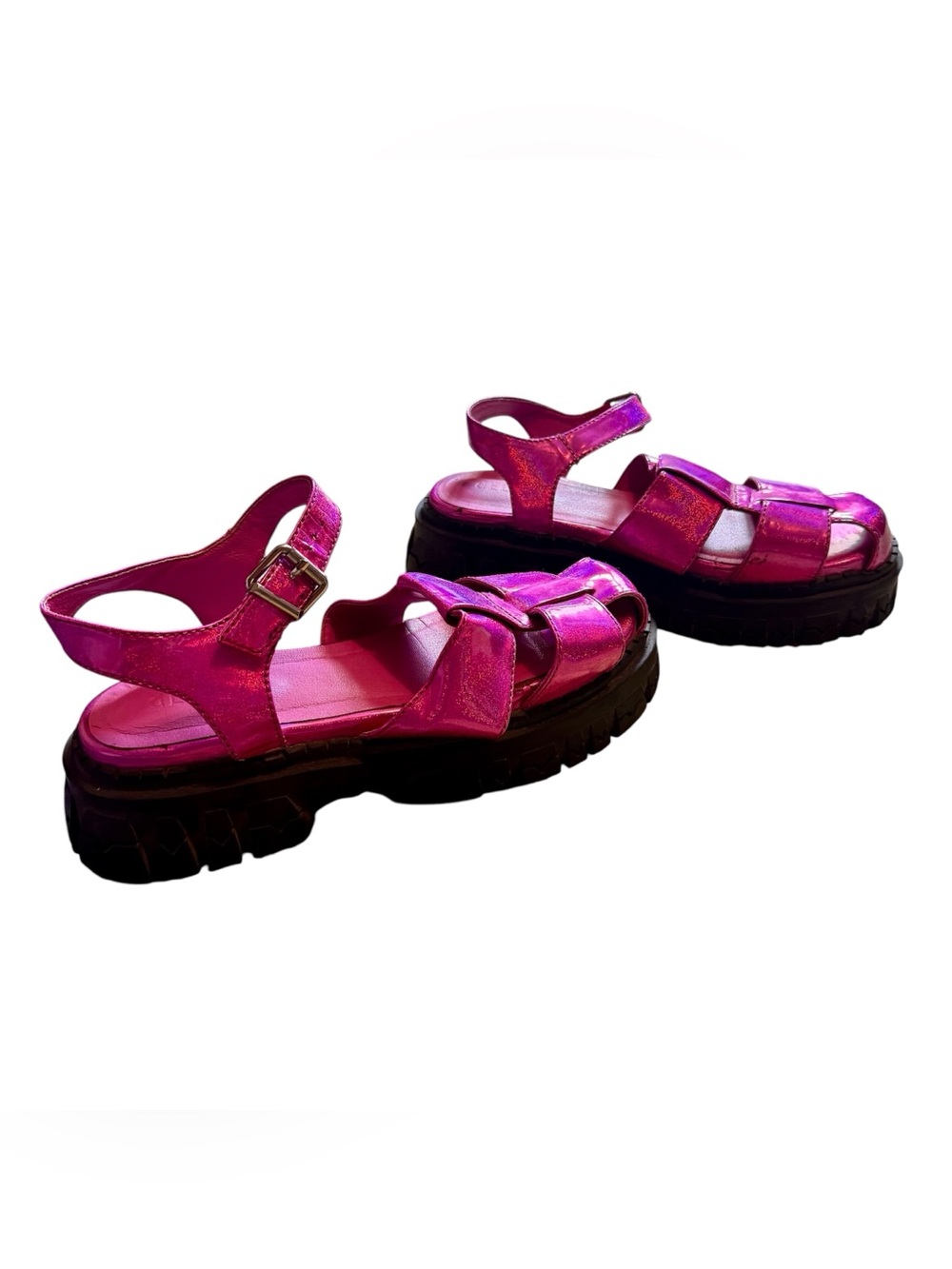 dELiA*s Metallic Fuchsia Glitter Chunky Sole Sandals - Picture 5 of 8